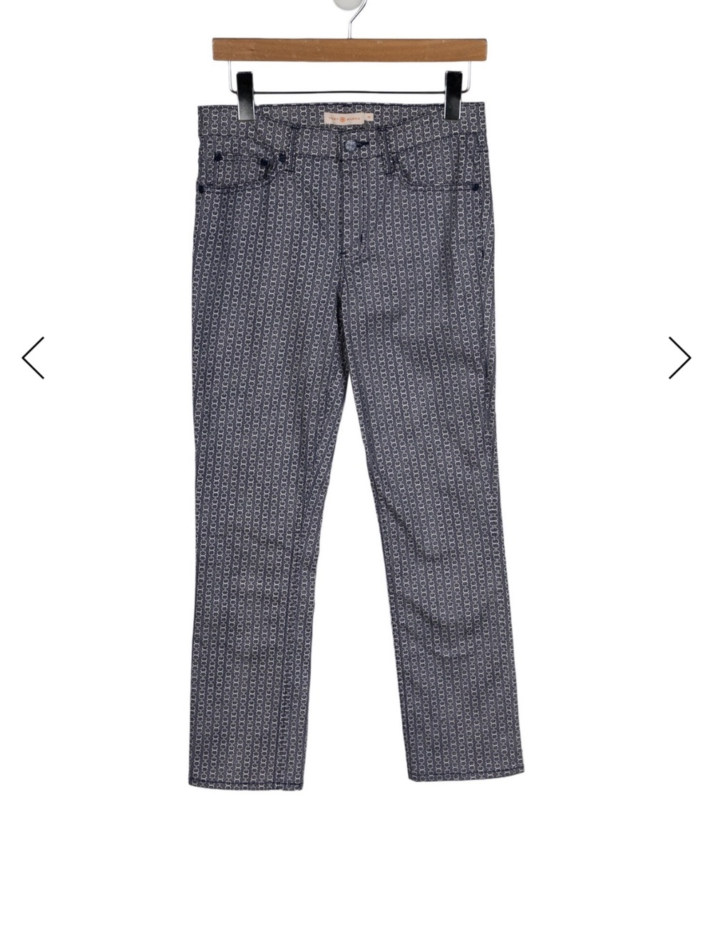 Tory Burch Women's Mid rise Straight jeans in Navy Pattern Size US 26-S
